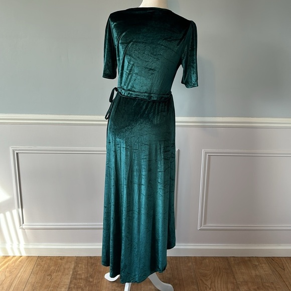 Lulu's Amour Teal Green Velvet High-Low Wrap Dress Size Large - Picture 7 of 11